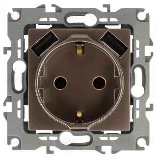 Розетка 2P+E со шторками с 2xUSB Эра 12-4109-13 Б0047847