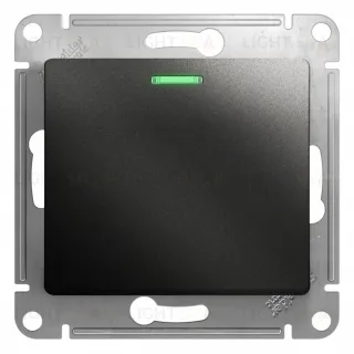 Переключатель 1-клавишный с подсветкой сх.6а, 10АХ Systeme Electric Glossa Антрацит GSL000763