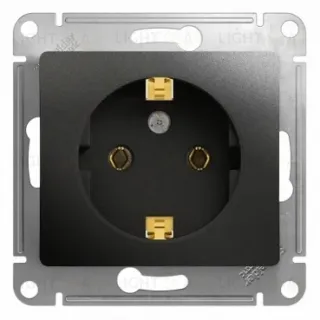 Розетка с/з, 16А Systeme Electric Glossa Антрацит GSL000743