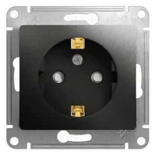 Розетка с/з со шторками, 16А Systeme Electric Glossa Антрацит GSL000745