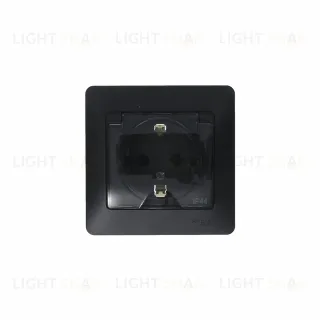Розетка с/з со шторками с крышкой, 16А, IP44 (в сборе) Systeme Electric Glossa Антрацит GSL000748