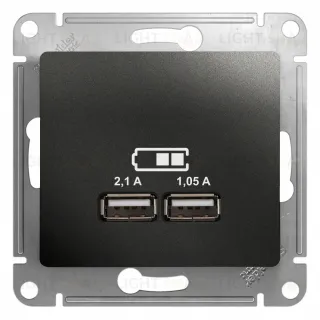 Розетка USB 5В/2,1А, 2х5В/1,05А Systeme Electric Glossa Антрацит GSL000733