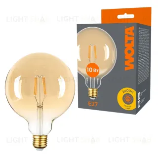 Лампа светодиодная филаментная WOLTA 10Вт 2400K Е27 шар прозрачный WF-G125-10W2.4KE27