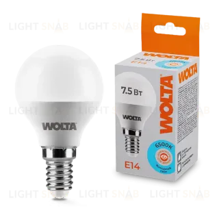 Светодиодная лампа WOLTA 7.5Вт 6500K E14 груша матовая 25W45GL7.5E14