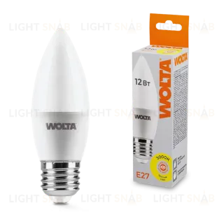 Светодиодная лампа WOLTA 12Вт 3000K Е27 свеча матовая 25YC12E27
