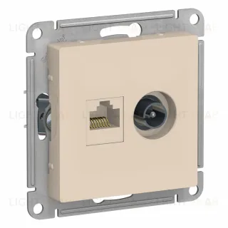 Розетка компьютерная двойная RJ45+TV Systeme Electric AtlasDesign Беж ATN000289