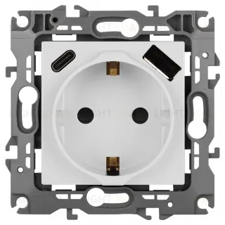 Розетка со шторками с USB type-A+C Эра 12-4108-01 Б0067752