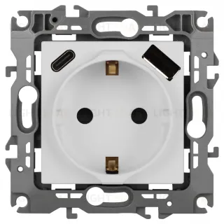 Розетка со шторками с USB type-A+C Эра 12-4108-01М Б0067711