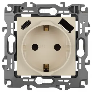 Розетка со шторками с USB type-A+C Эра 12-4108-02 Б0067731