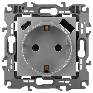 Розетка со шторками с USB type-A+C Эра 12-4108-03 Б0067716
