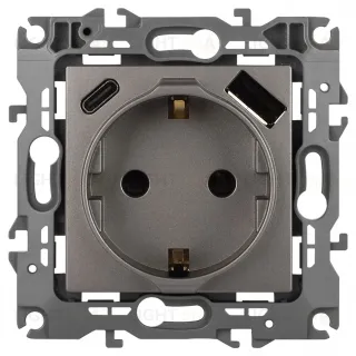 Розетка со шторками с USB type-A+C Эра 12-4108-16 Б0067762