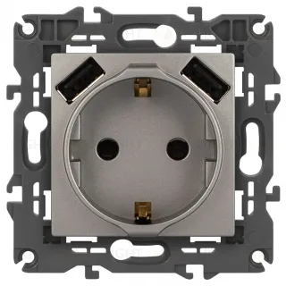 Розетка со шторками с 2xUSB Эра Elegance 14-4109-16 Б0065775