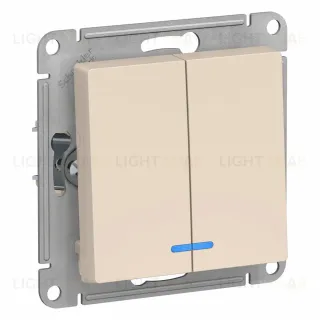 Выключатель 2-клавишный с подсветкой, сх.5а, 10АХ Systeme Electric AtlasDesign ATN000253