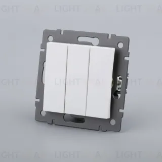 Механизм выключателя трехклавишный непроходной Arlight SWT-MK03-PL-WH-V (250V, 10A) 049896