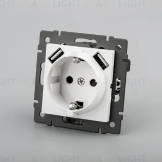 Механизм розетки с USB зарядкой Arlight SCT-MUAA-PL-WH-V (250V, 16A) 049818