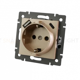 Механизм розетки с USB зарядкой Arlight SCT-MUAC-PL-GD-V (250V, 16A) 049832