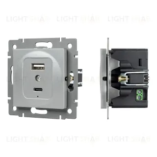 Механизм USB розетки Arlight SCT-MUAC-PL-GR-V (5V, 3A, QC4) 049840