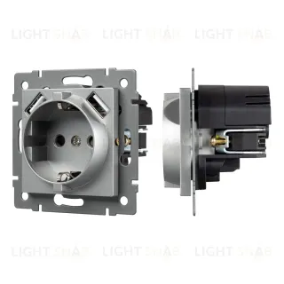 Механизм розетки с USB зарядкой Arlight SCT-MUAA-PL-GR-V (250V, 16A) 049820