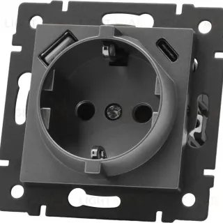 Механизм розетки с USB зарядкой Arlight SCT-MUAC-PL-GR-V (250V, 16A) 049831
