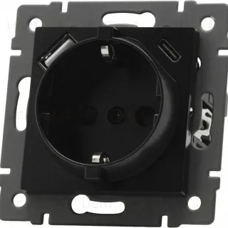 Механизм розетки с USB зарядкой Arlight SCT-MUAC-PL-BK-V (250V, 16A) 049830
