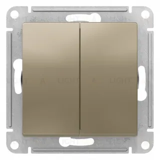 Переключатель 2-клавишный перекрестный, 2 x сх. 7, 10АХ Systeme Electric AtlasDesign Шампань ATN000573