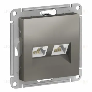 Розетка двойная компьютерная RJ45+RJ45, кат.5E Systeme Electric AtlasDesign Сталь ATN000985