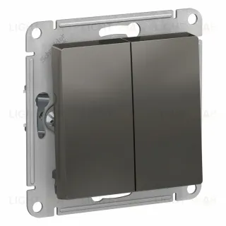 Переключатель 2-клавишный сх.6, 10АХ Systeme Electric AtlasDesign Сталь ATN000965