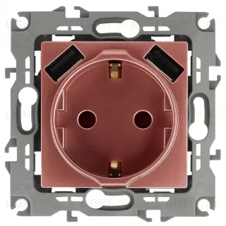 Розетка 2P+E со шторками и 2xUSB Эра 12-4109-14 Б0047848