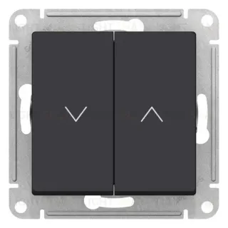 Выключатель 2-клавишный для жалюзи, 2х сх.4, 10А, Карбон Systeme Electric AtlasDesign ATN001019