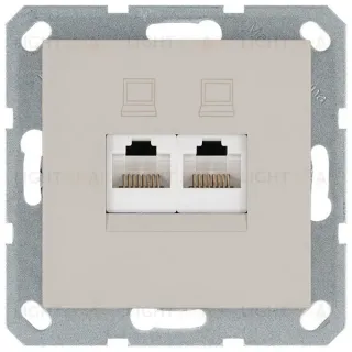 Интернет-розетка RJ45 двойная с накладкой, цвет Тауп Jasmart G6106T