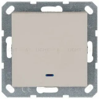 Выключатель одноклавишный со светодиодом 10A 250V с накладкой, цвет Тауп Jasmart G3011NT
