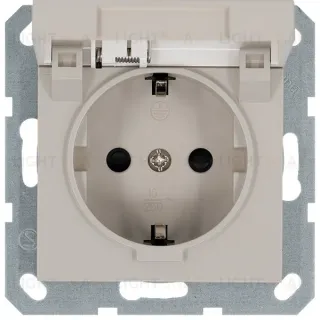 Розетка SHUKO с крышкой и защитными шторками 16A 250V 2P+T, цвет Тауп Jasmart G5505T