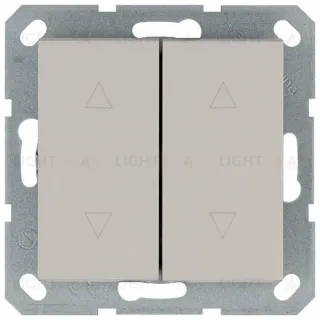 Выключатель двухклавишный для штор 10A 250V с накладкой, цвет Тауп Jasmart G3028T