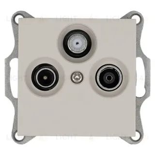Розетка TV+FM+SAT Ф9.5mm оконечная с накладкой, цвет Тауп Jasmart G6206T