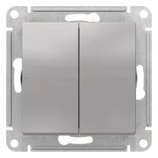 Переключатель 2-клавишный перекрестный, 2 x сх. 7, 10АХ, Systeme Electric AtlasDesign Алюминий ATN000373