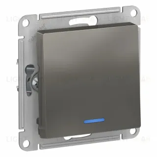 Выключатель 1-клавишный с подсветкой, сх.1а, 10АХ, Systeme Electric AtlasDesign Сталь ATN000913