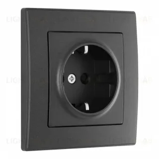 Комплект розетки с/з и шторками и рамкой Arte Milano SET06-1-40-1 black