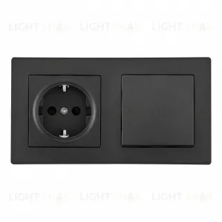 Выключатель одноклавишный с розеткой Arte Milano SET06-2-30-1-40-1 black