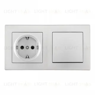 Выключатель одноклавишный с розеткой Arte Milano SET06-2-30-1-40-1 silver