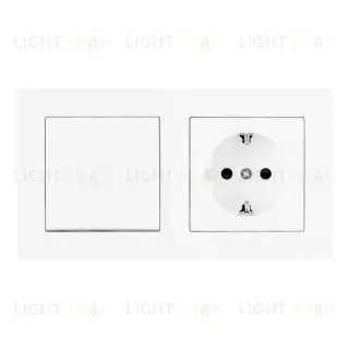 Выключатель одноклавишный с розеткой Arte Milano SET06-2-30-1-40-1 White