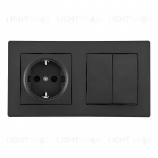 Выключатель двухклавишный с розеткой Arte Milano SET06-2-30-2-40-1 black
