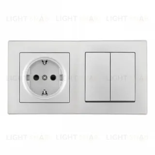 Выключатель двухклавишный с розеткой Arte Milano SET06-2-30-2-40-1 silver