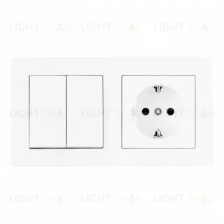 Выключатель двухклавишный с розеткой Arte Milano SET06-2-30-2-40-1 white