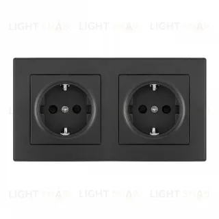 Розетка двойная (двухпостовая) с/з и шторками Arte Milano SET06-2-40-1x2 black