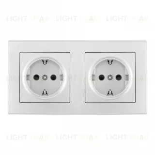 Розетка двойная (двухпостовая) с/з и шторками Arte Milano SET06-2-40-1x2 silver
