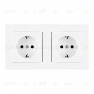 Розетка двойная (двухпостовая) с/з и шторками Arte Milano SET06-2-40-1x2 white