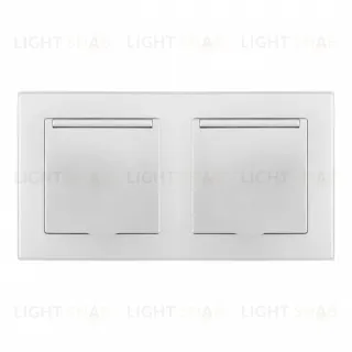 Розетка двойная (двухпостовая) с/з и шторками Arte Milano SET06-2-41-1x2 silver
