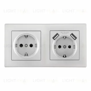 Розетка двойная (двухпостовая) c USB Arte Milano SET06-2-47-1-40-1 silver