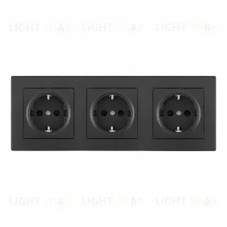 Розетка тройная (трехпостовая) с/з и шторками Arte Milano SET06-3-40-1x3 black
