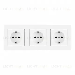 Розетка тройная (трехпостовая) с/з и шторками Arte Milano SET06-3-40-1x3 white